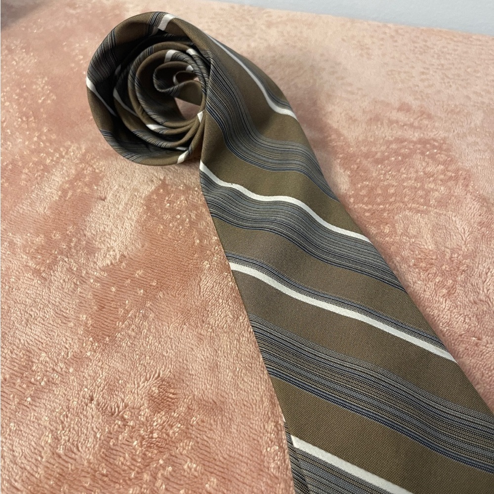 Sears Men's Tie in Brown and Gray Stripes - Picture 3 of 6